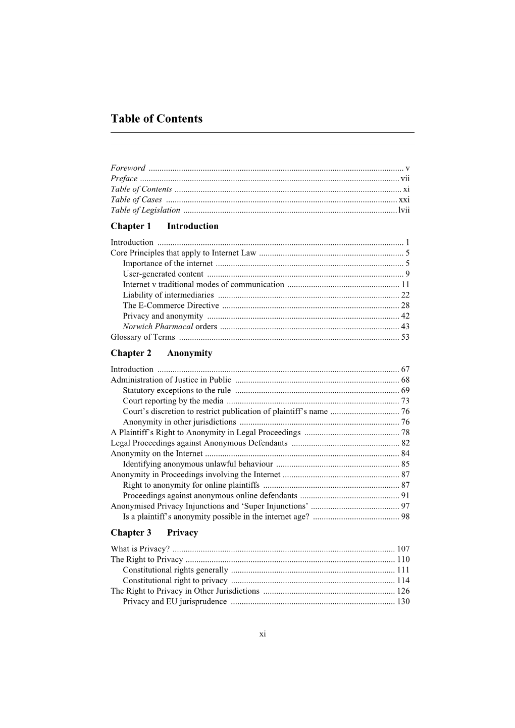 Table of Contents