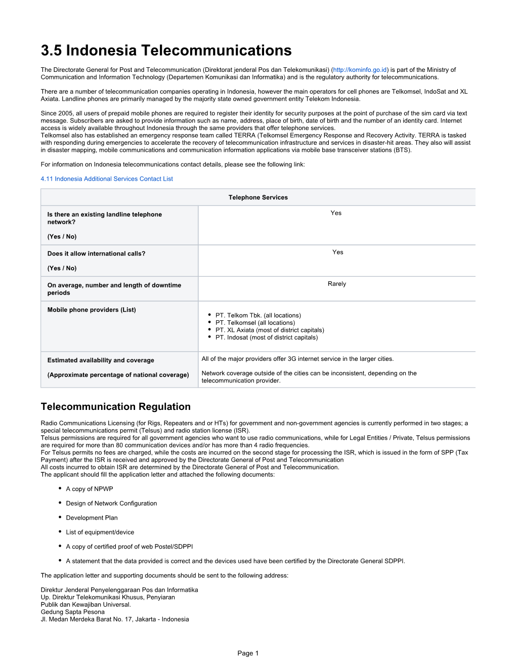 3.5 Indonesia Telecommunications