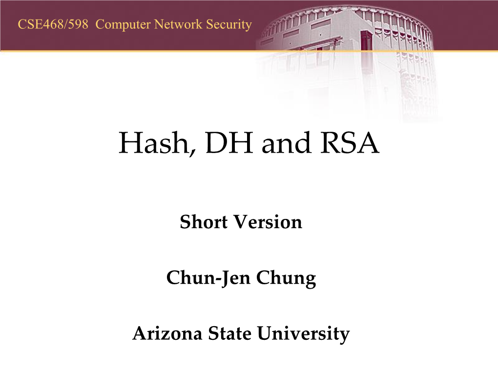 Hash, DH and RSA