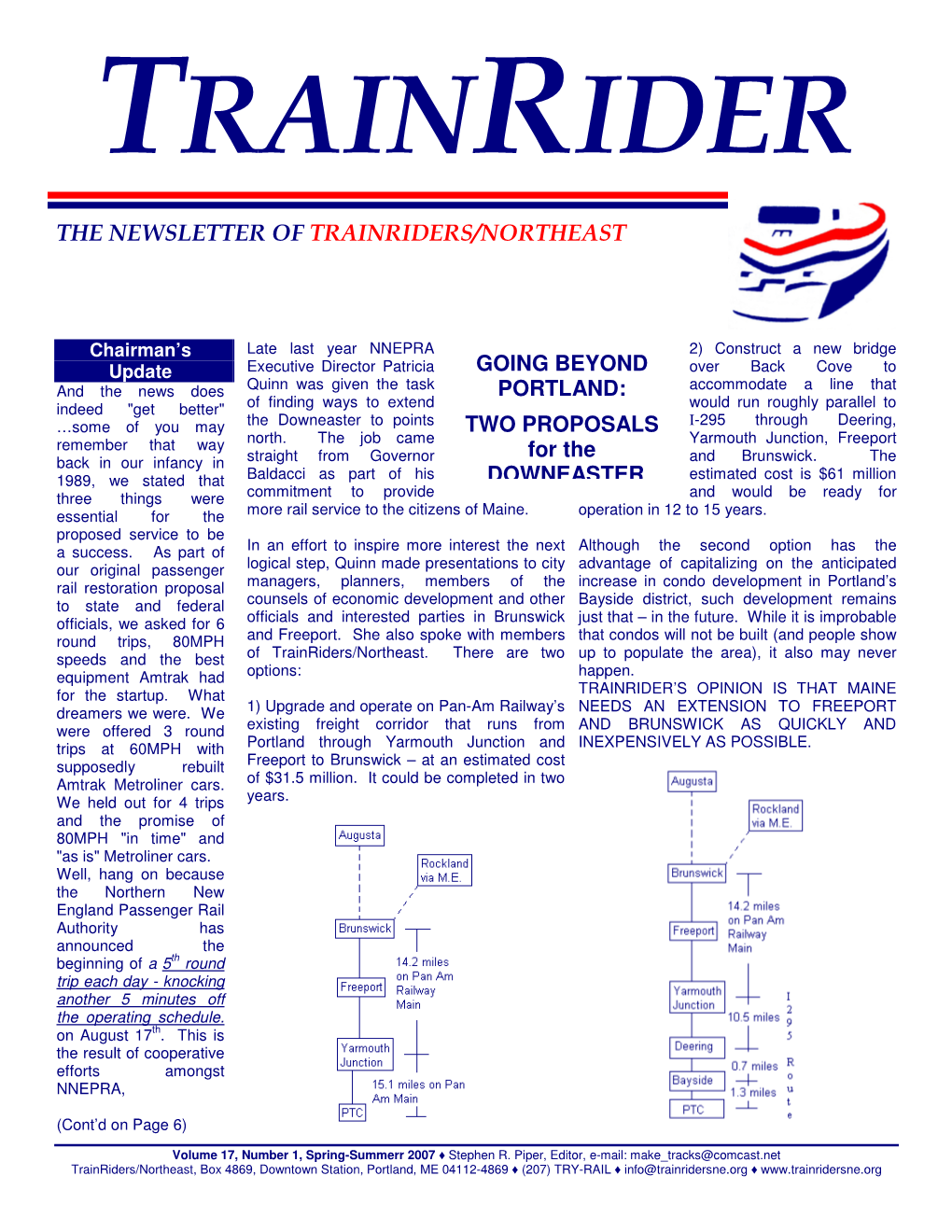 The Newsletter of Trainriders/Northeast