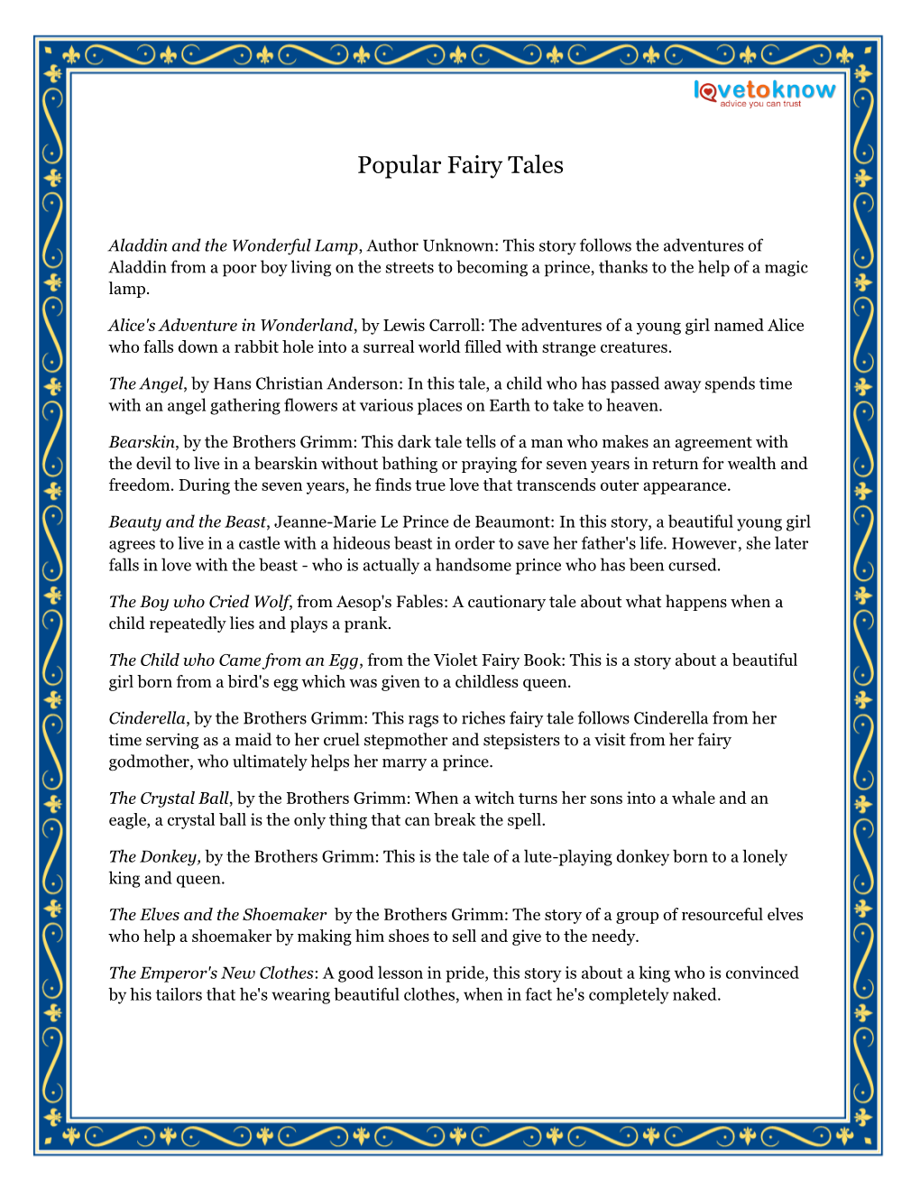 Popular Fairy Tales