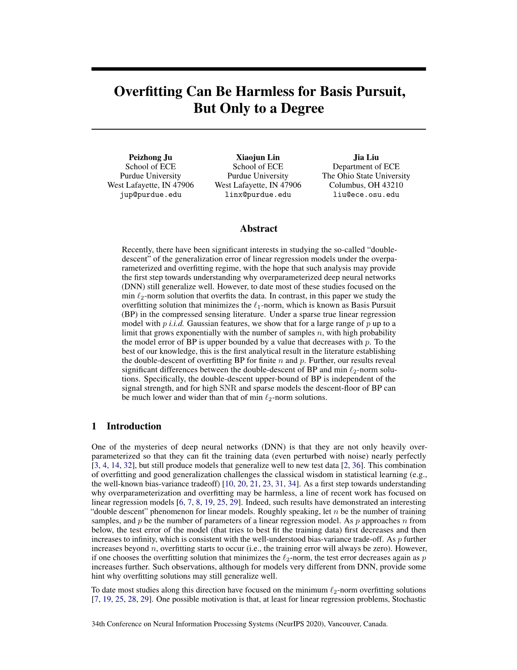 Overfitting Can Be Harmless for Basis Pursuit, but Only to a Degree