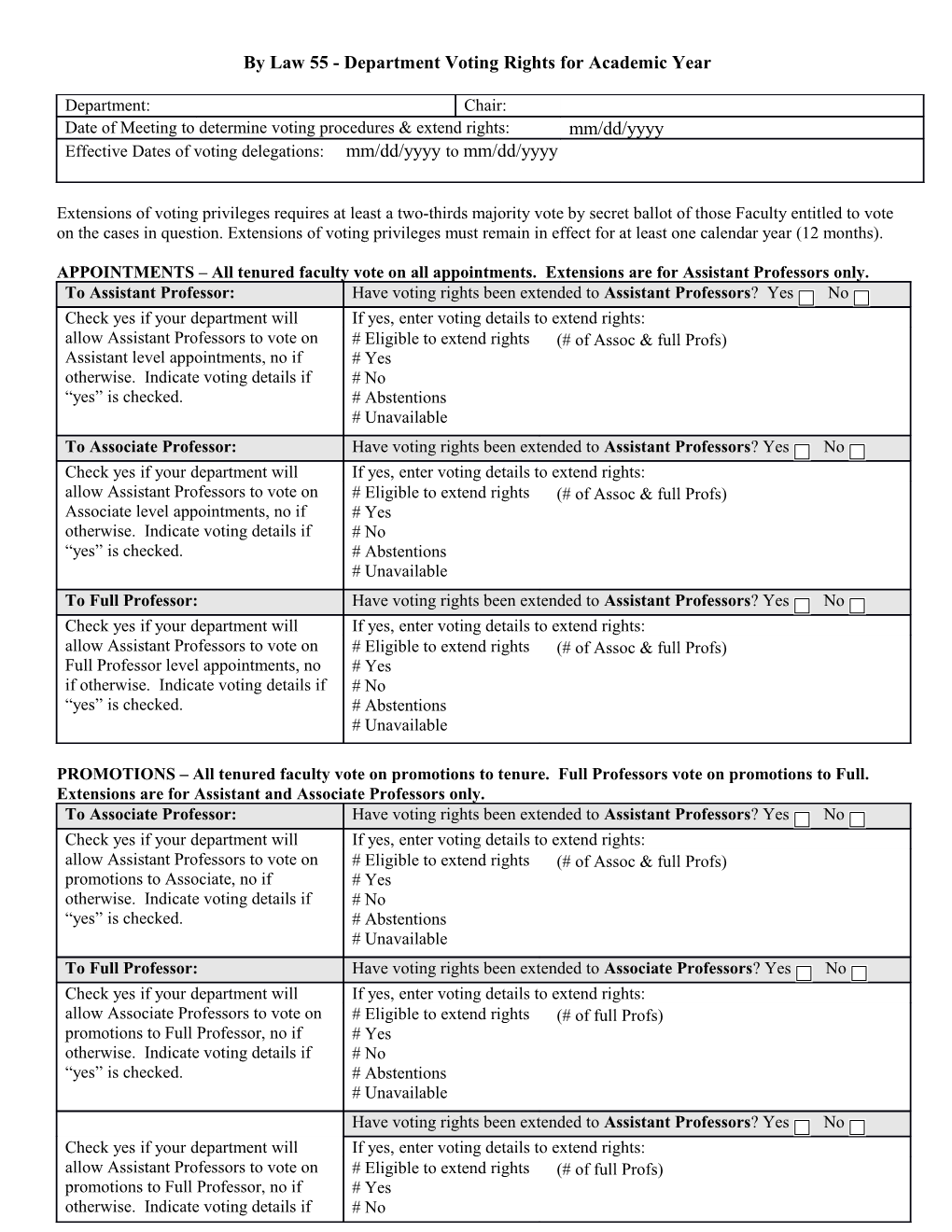 By Law 55 - Department Voting Rights