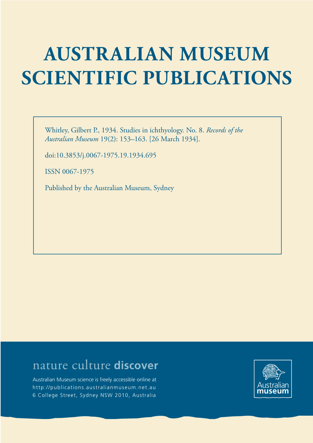 Australian Museum Scientific Publications