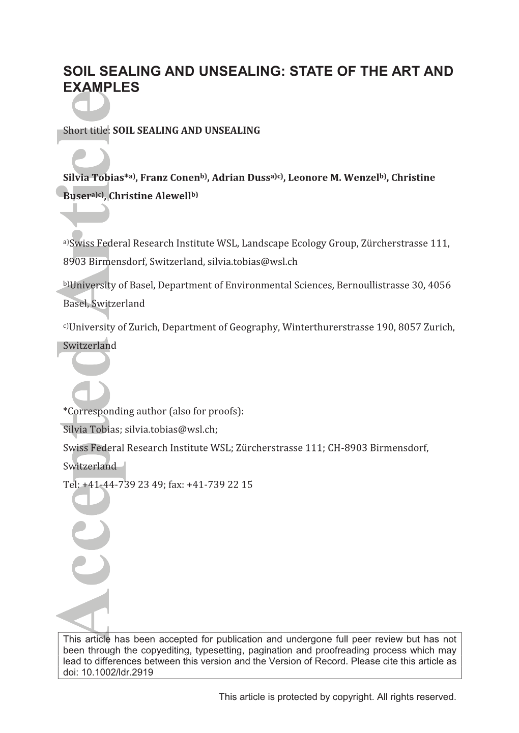 Soil Sealing and Unsealing