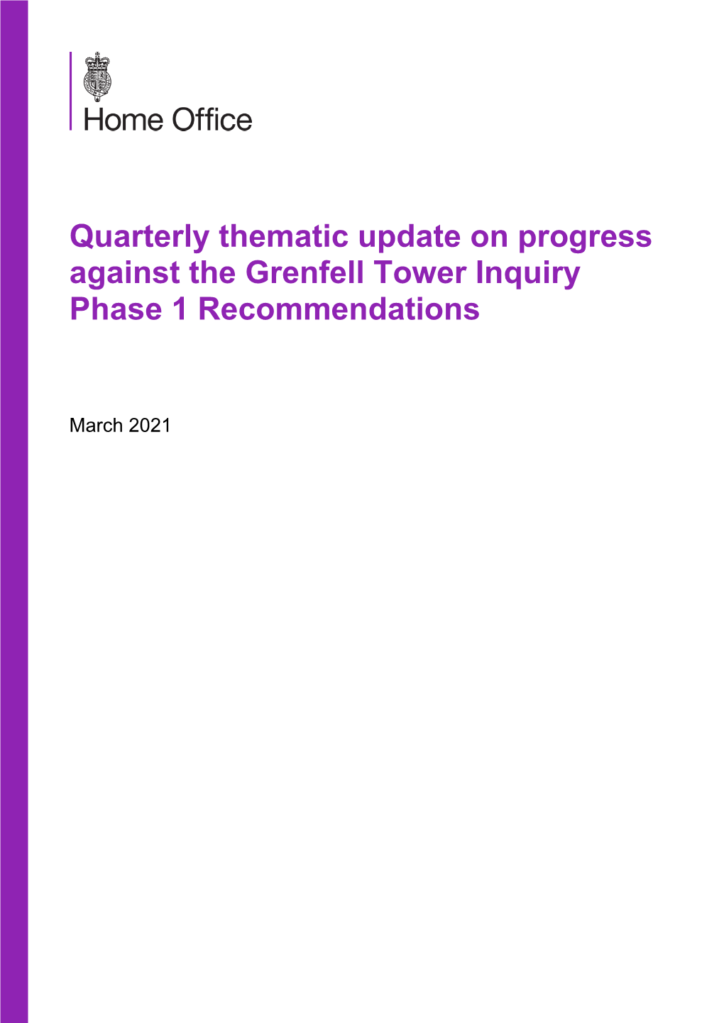 Progress Against the Grenfell Tower Inquiry Phase 1 Recommendations