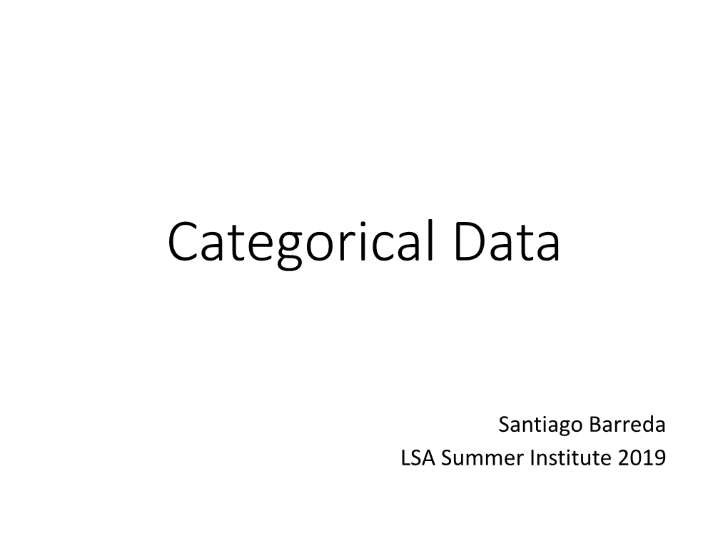 Categorical Data