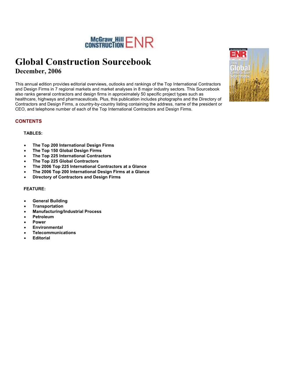 Global Construction Sourcebook December, 2006