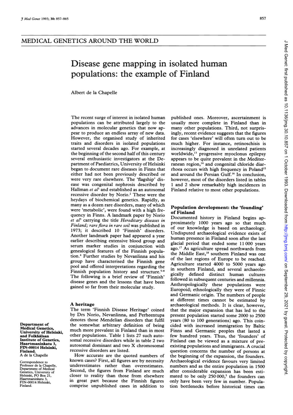 Disease Gene Mapping in Isolated Human Populations: the Example of Finland