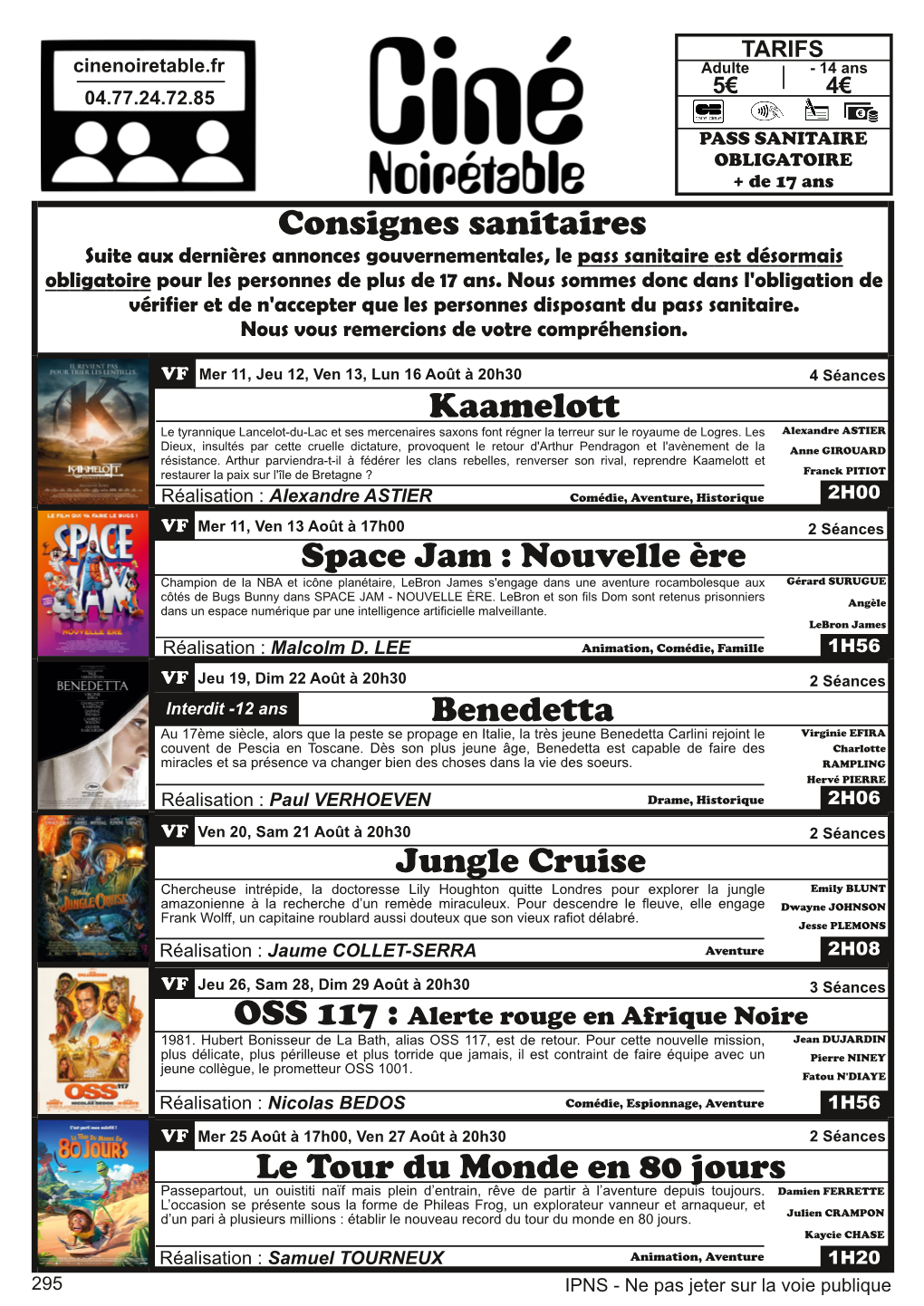 Space Jam : Nouvelle Ère Kaamelott Benedetta Jungle Cruise Le Tour Du Monde En 80 Jours Consignes Sanitaires