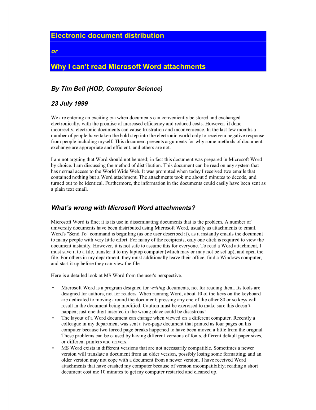 Electronic Document Distribution Why I Can't Read Microsoft Word