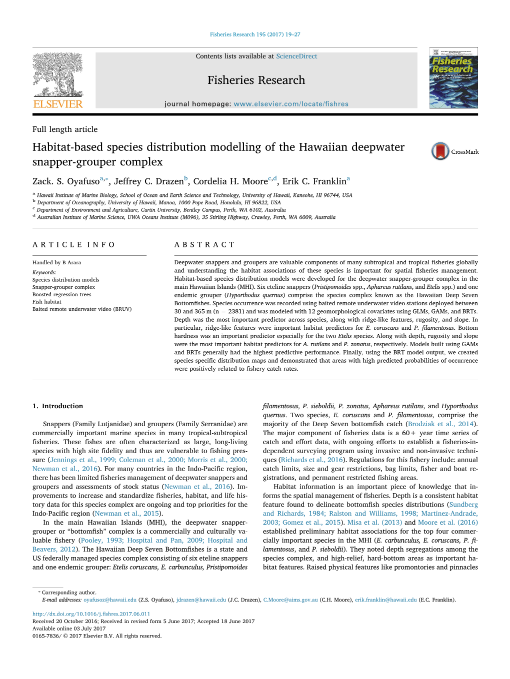 Full Length Articlehabitat-Based Species Distribution Modelling of The