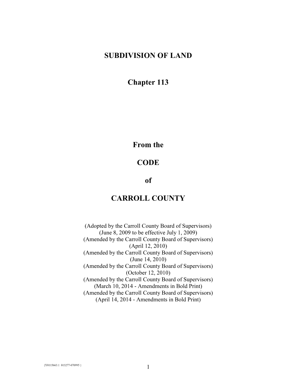 Subdivision Ordinance of Carroll County, Virginia.”