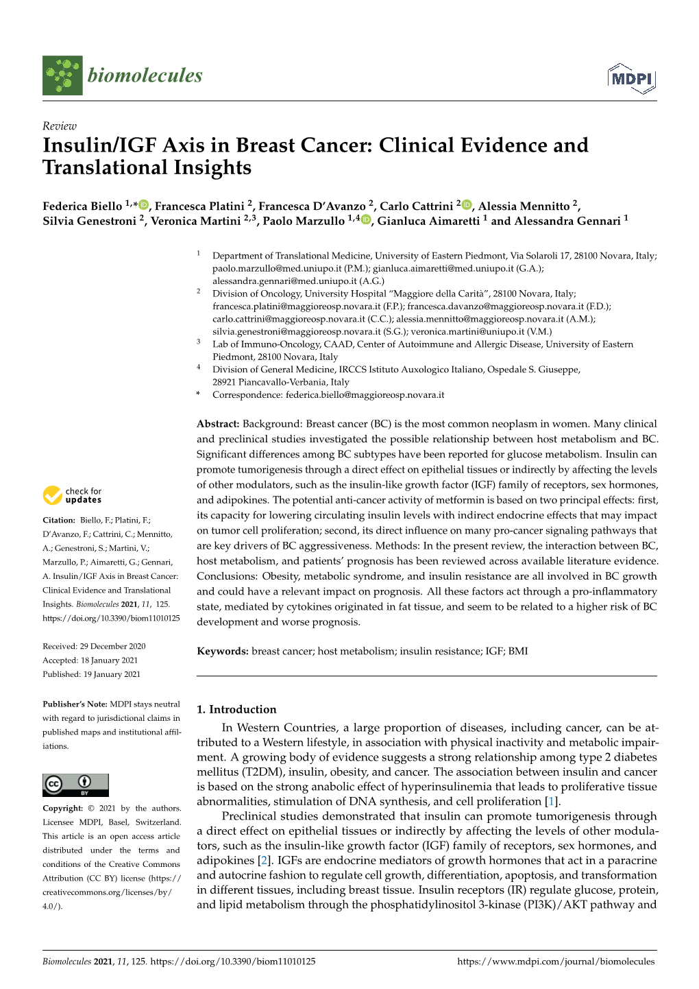 Insulin/IGF Axis in Breast Cancer: Clinical Evidence and Translational Insights