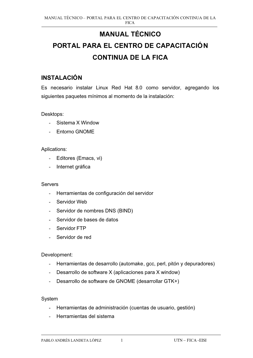 Manual Técnico Portal Para El Centro De Capacitación Continua De La Fica