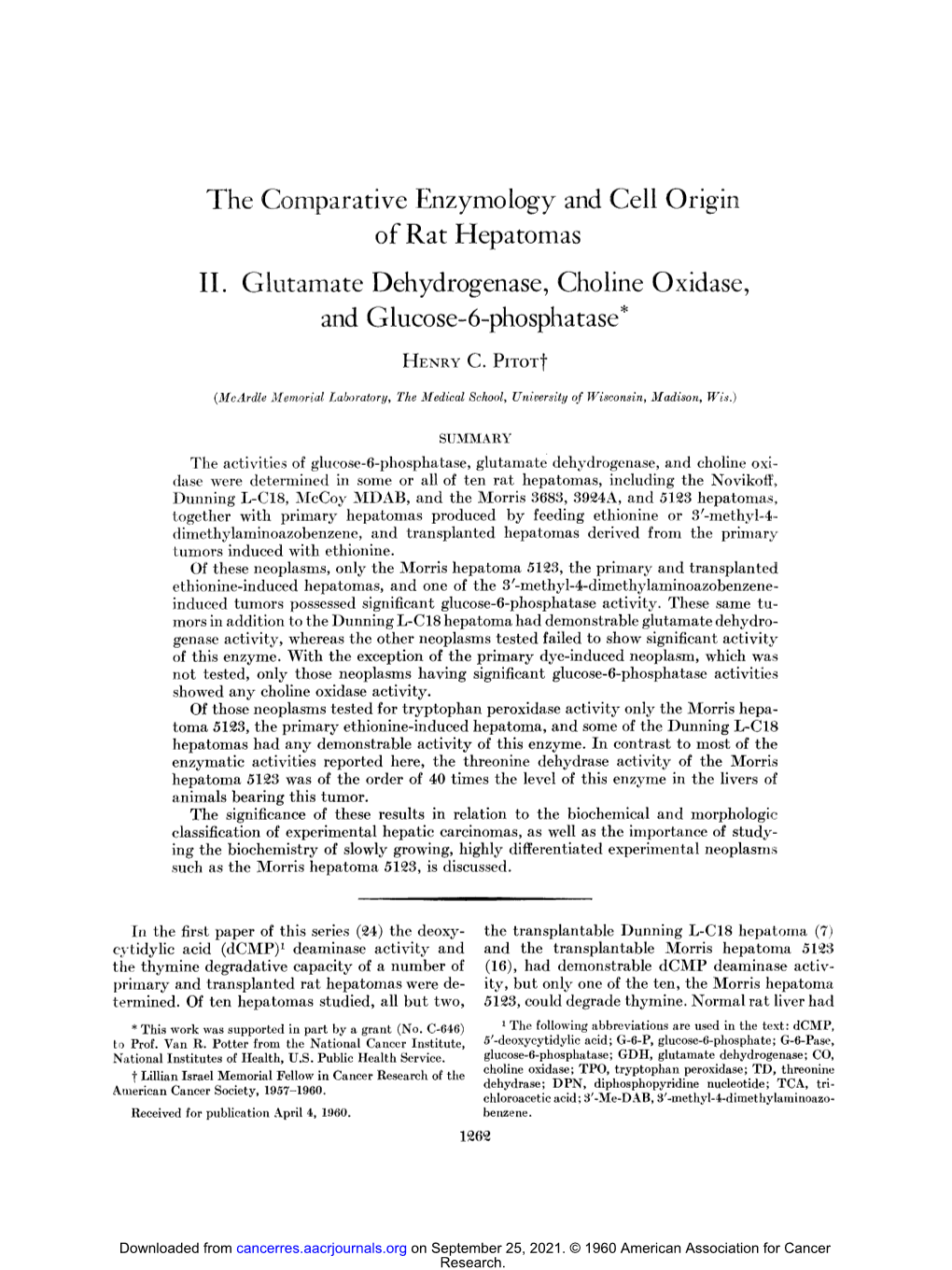 The Comparative Enzymology and Cell Origin of Rat Hepatomas II