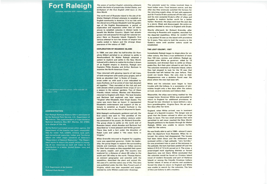 Fort Raleigh Within the Limits of Present-Day United States, and Local Indian Wars