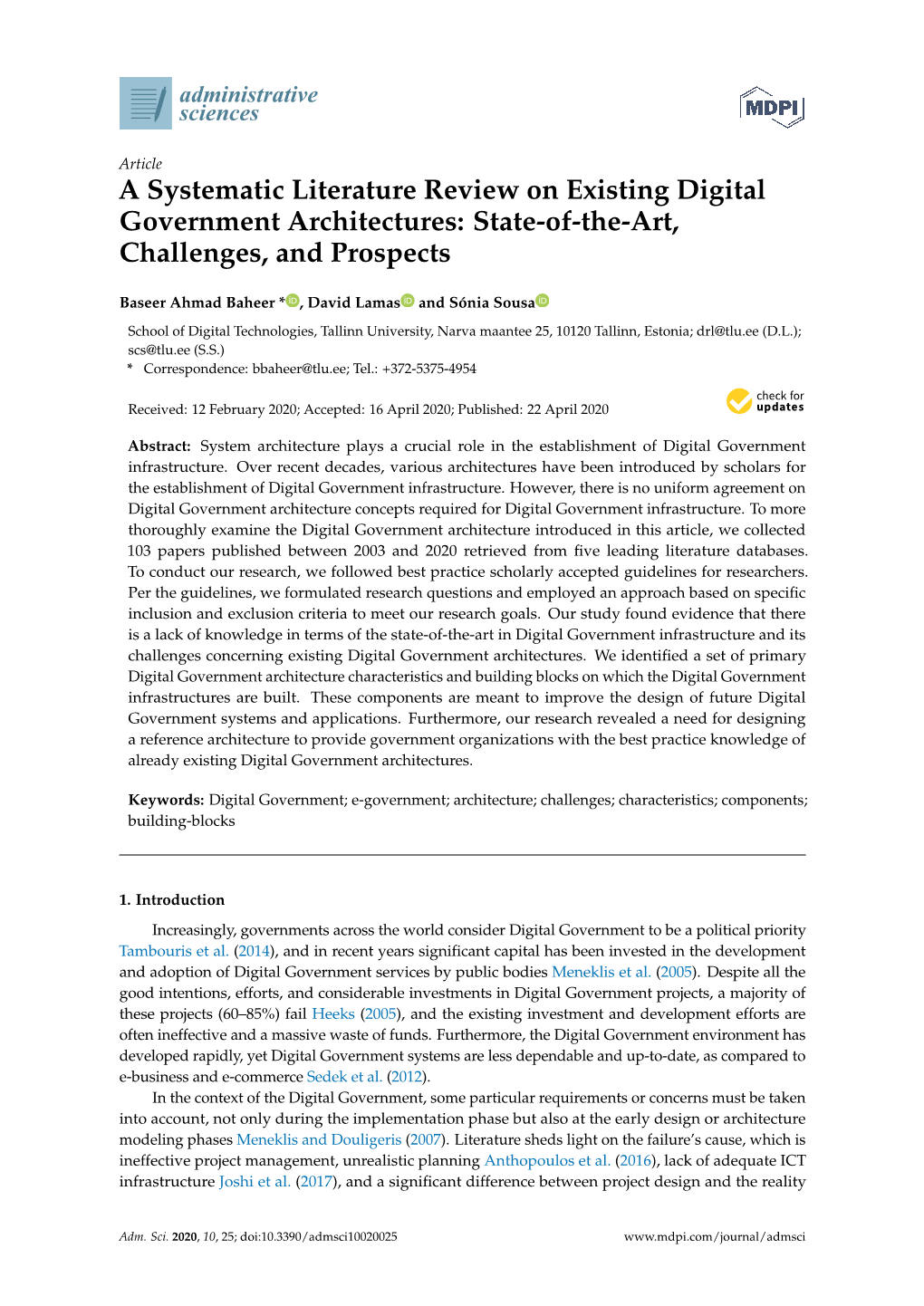A Systematic Literature Review on Existing Digital Government Architectures: State-Of-The-Art, Challenges, and Prospects