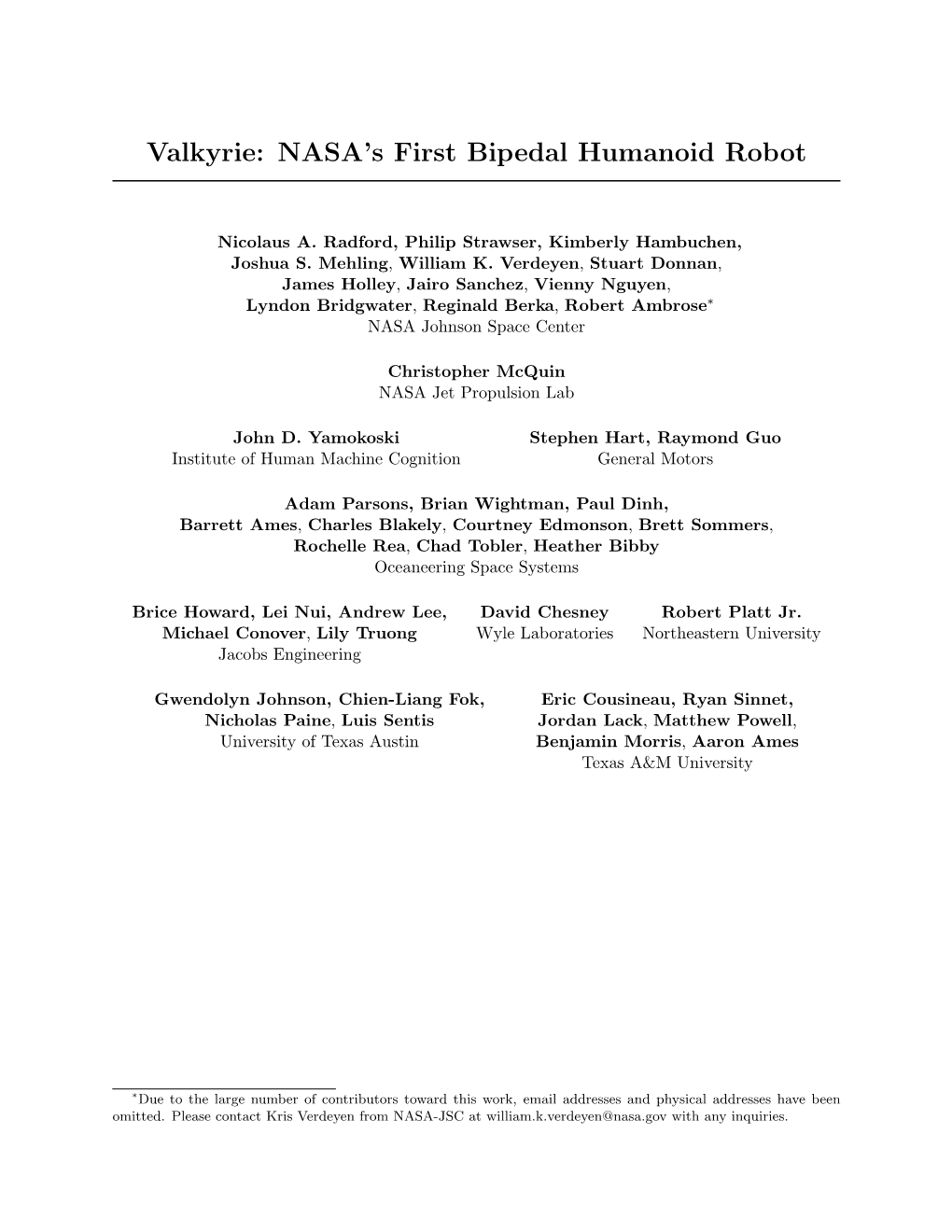 Valkyrie: NASA's First Bipedal Humanoid Robot