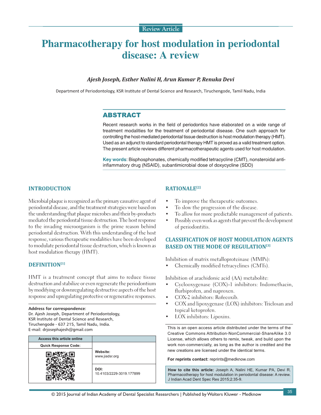 Pharmacotherapy for Host Modulation in Periodontal Disease: a Review