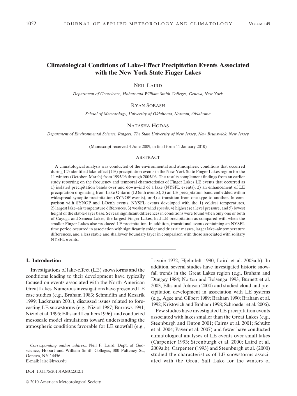 Climatological Conditions of Lake-Effect Precipitation Events Associated with the New York State Finger Lakes