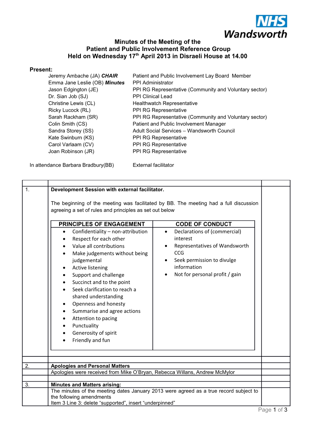 Minutes of the Meeting of The s6