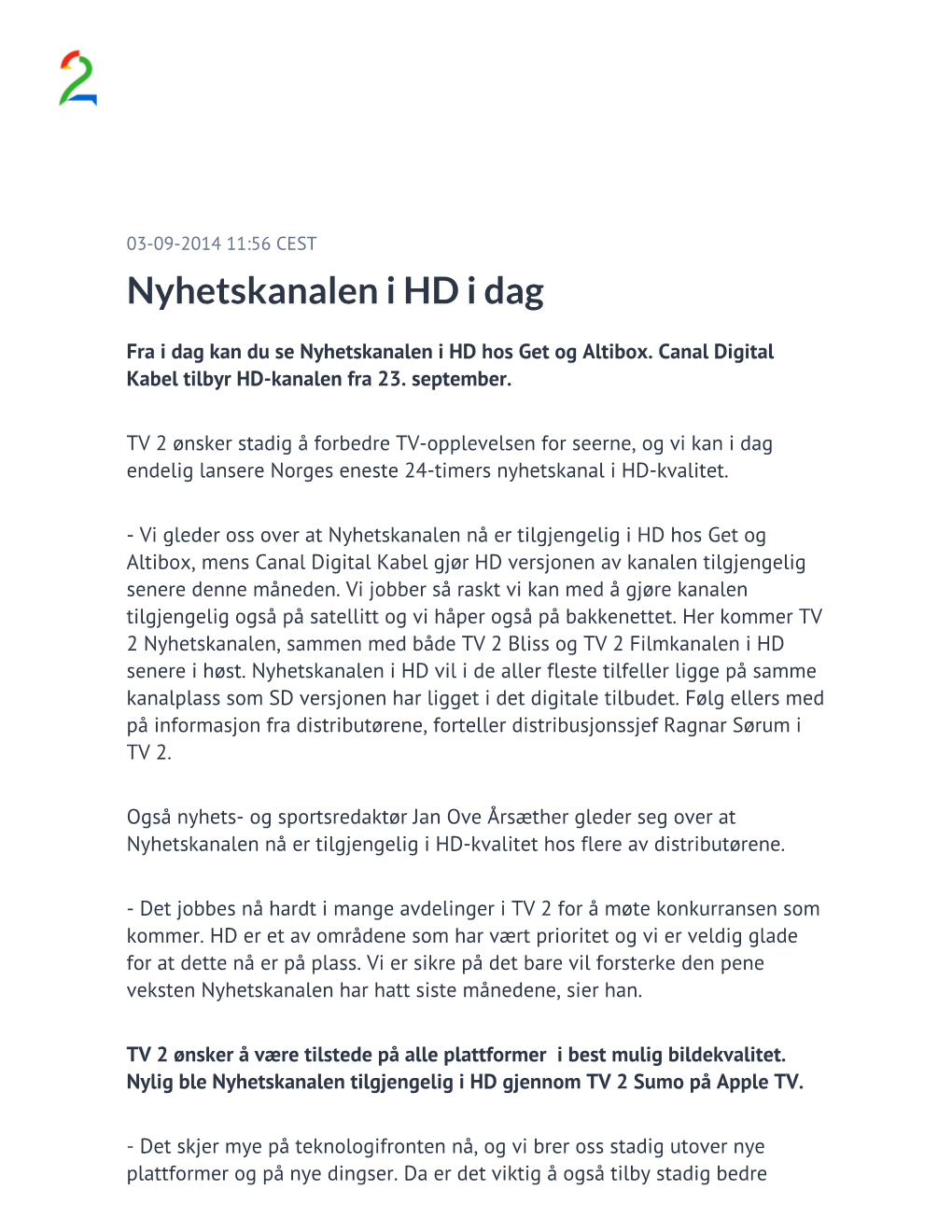 Nyhetskanalen I HD I Dag