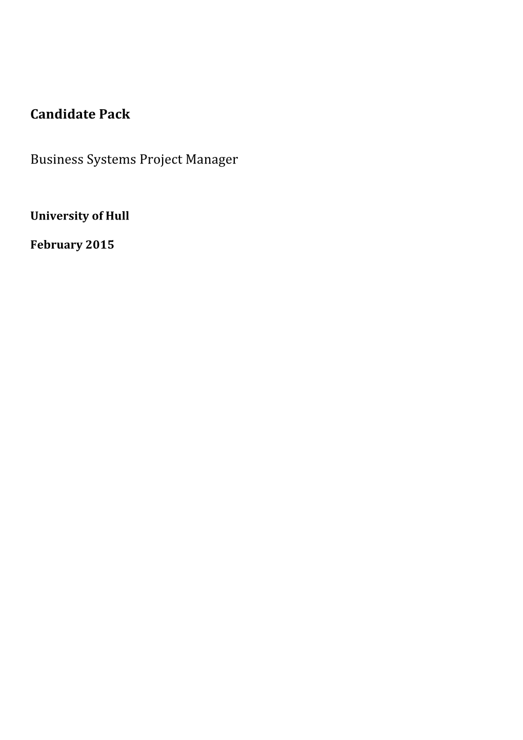 Business Systems Project Manager February 2015