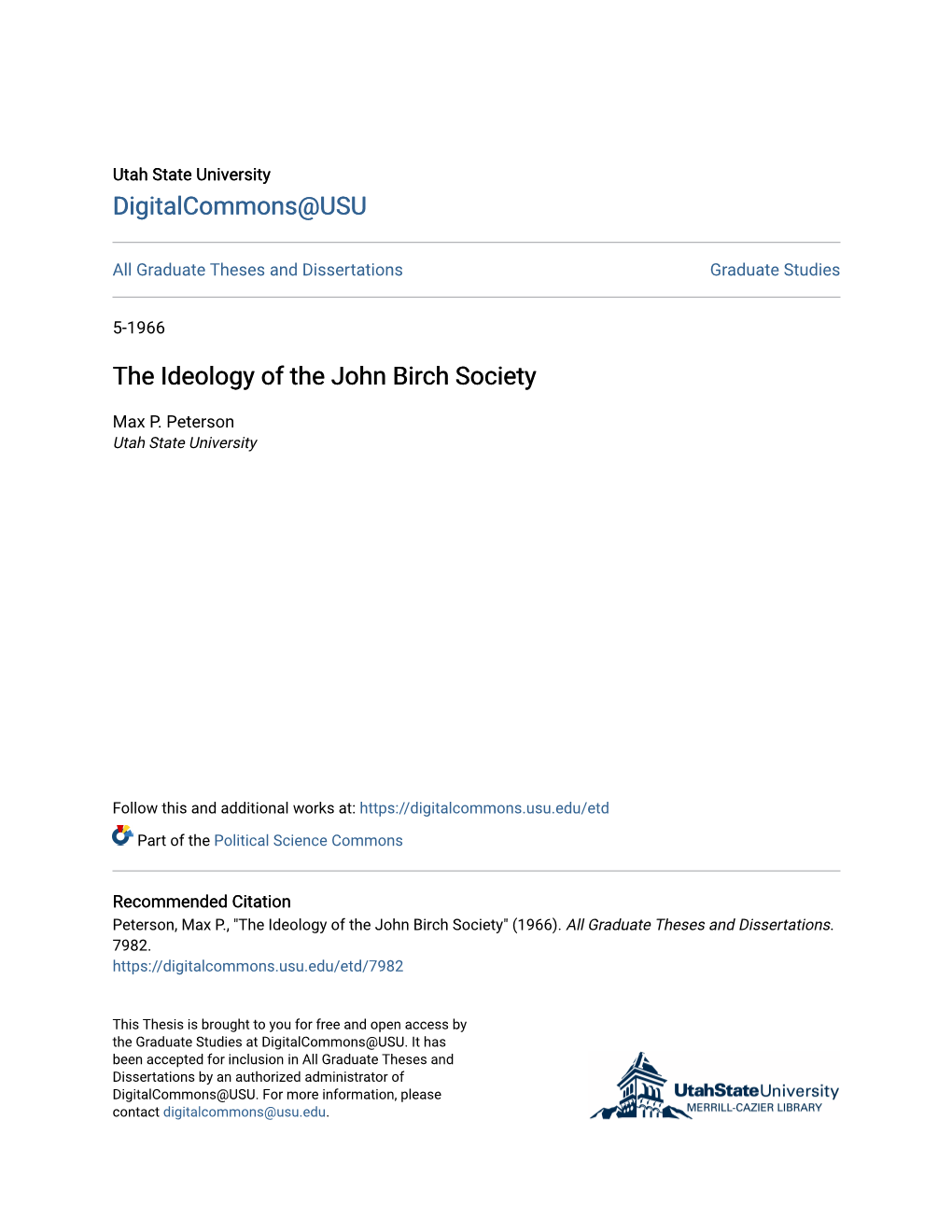 The Ideology of the John Birch Society