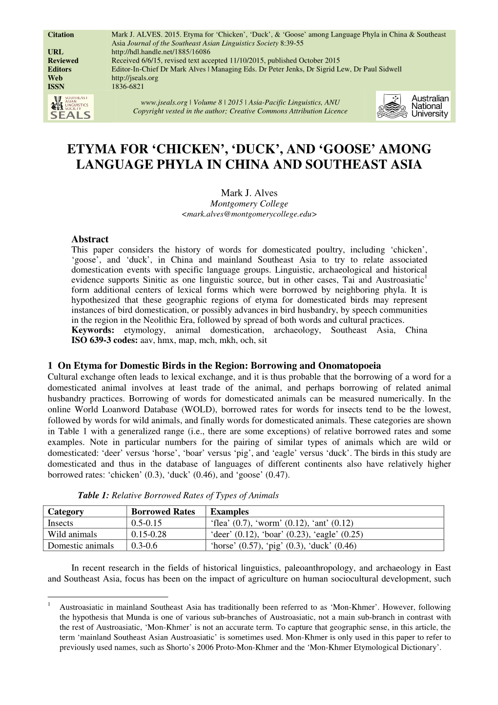 'Goose' Among Language Phyla in China and Southeast Asia