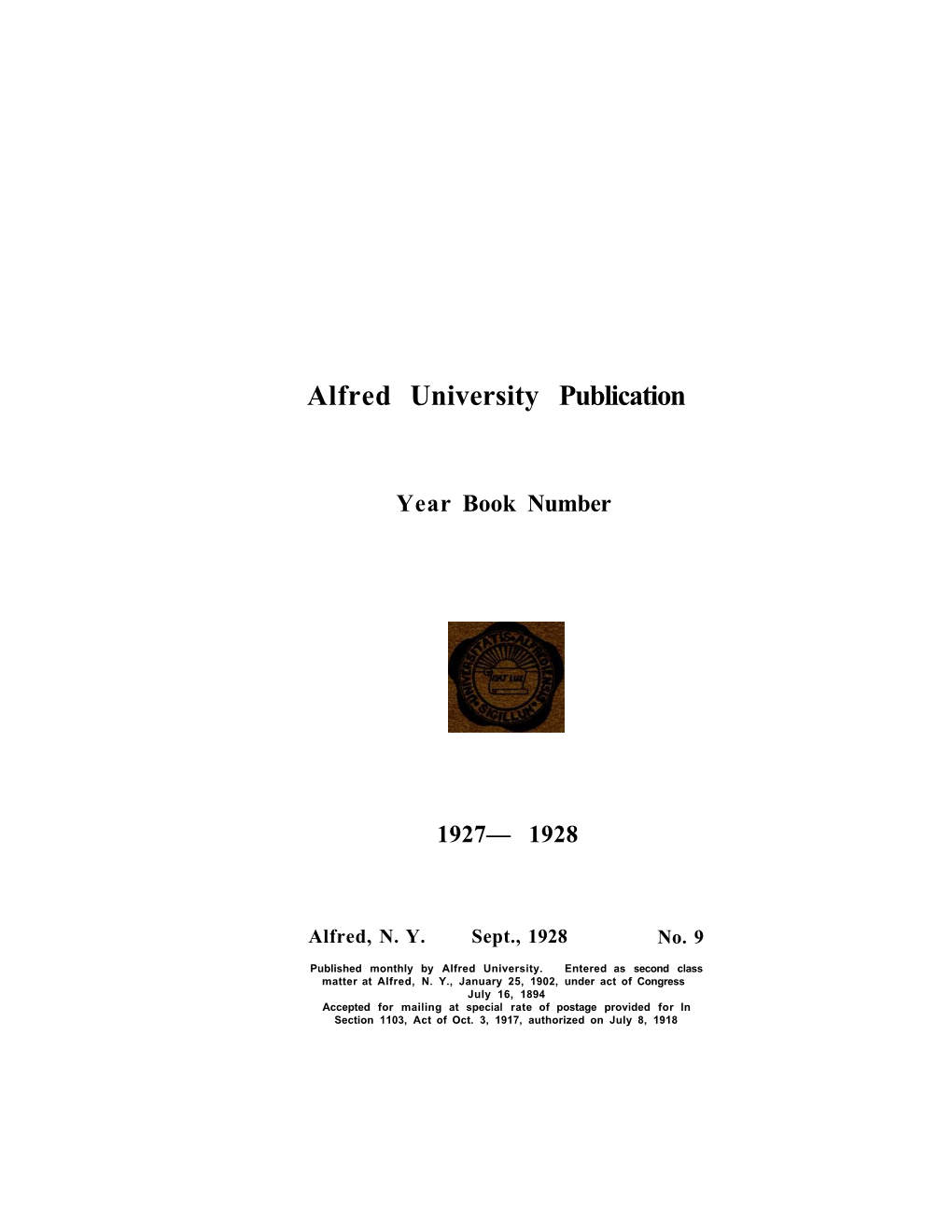 Alfred University Publication