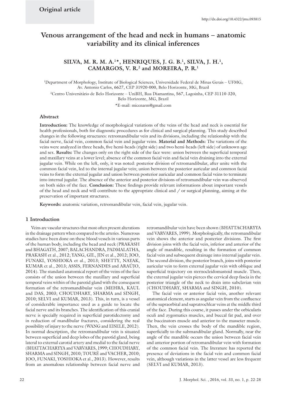 Venous Arrangement of the Head and Neck in Humans – Anatomic Variability and Its Clinical Inferences