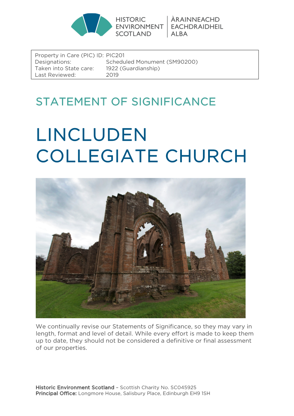 Lincluden Collegiate Church Statement of Significance