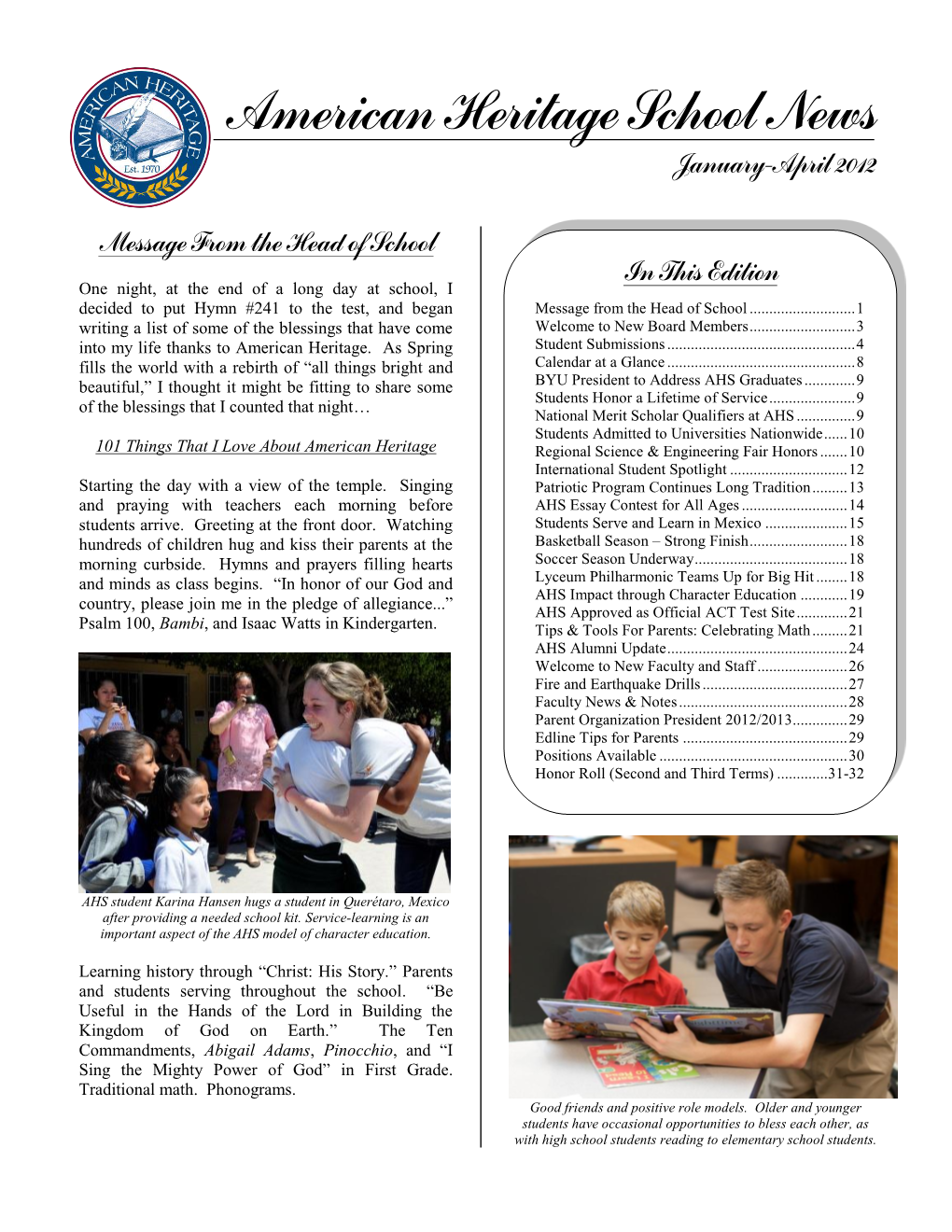 American Heritage School News January-April 2012