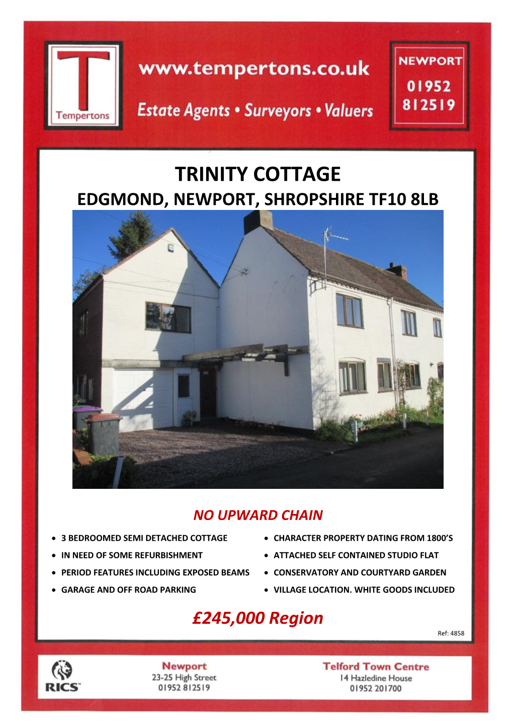 Trinity Cottage Edgmond, Newport, Shropshire Tf10 8Lb