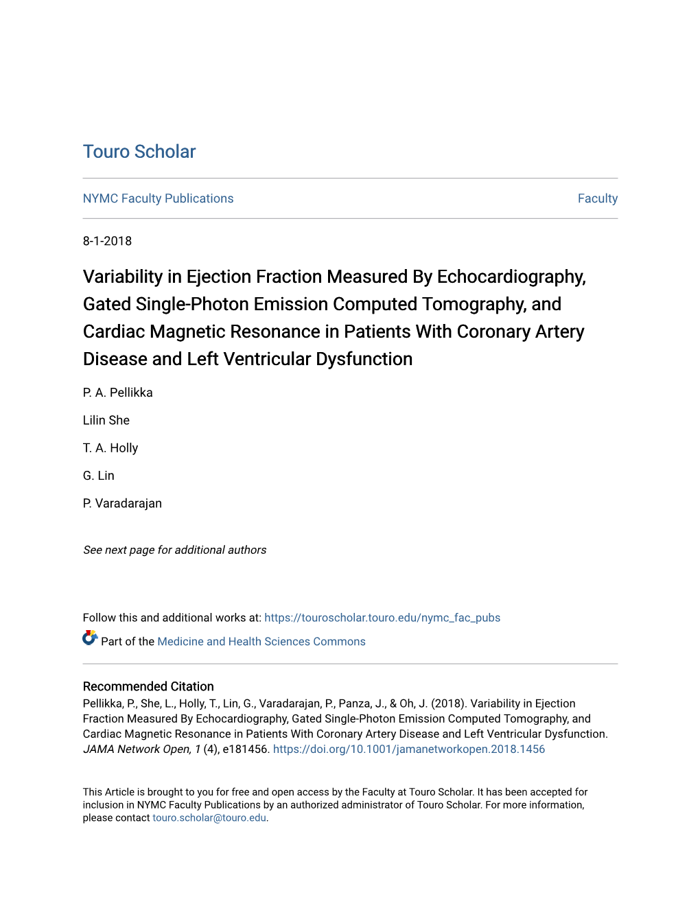 Variability in Ejection Fraction Measured by Echocardiography