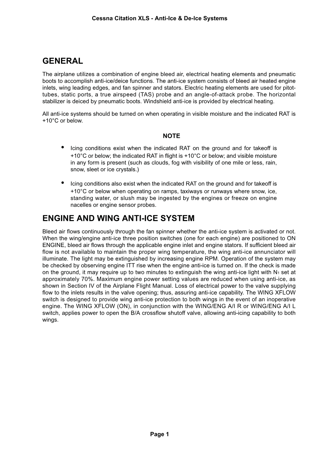 General Engine and Wing Anti-Ice System