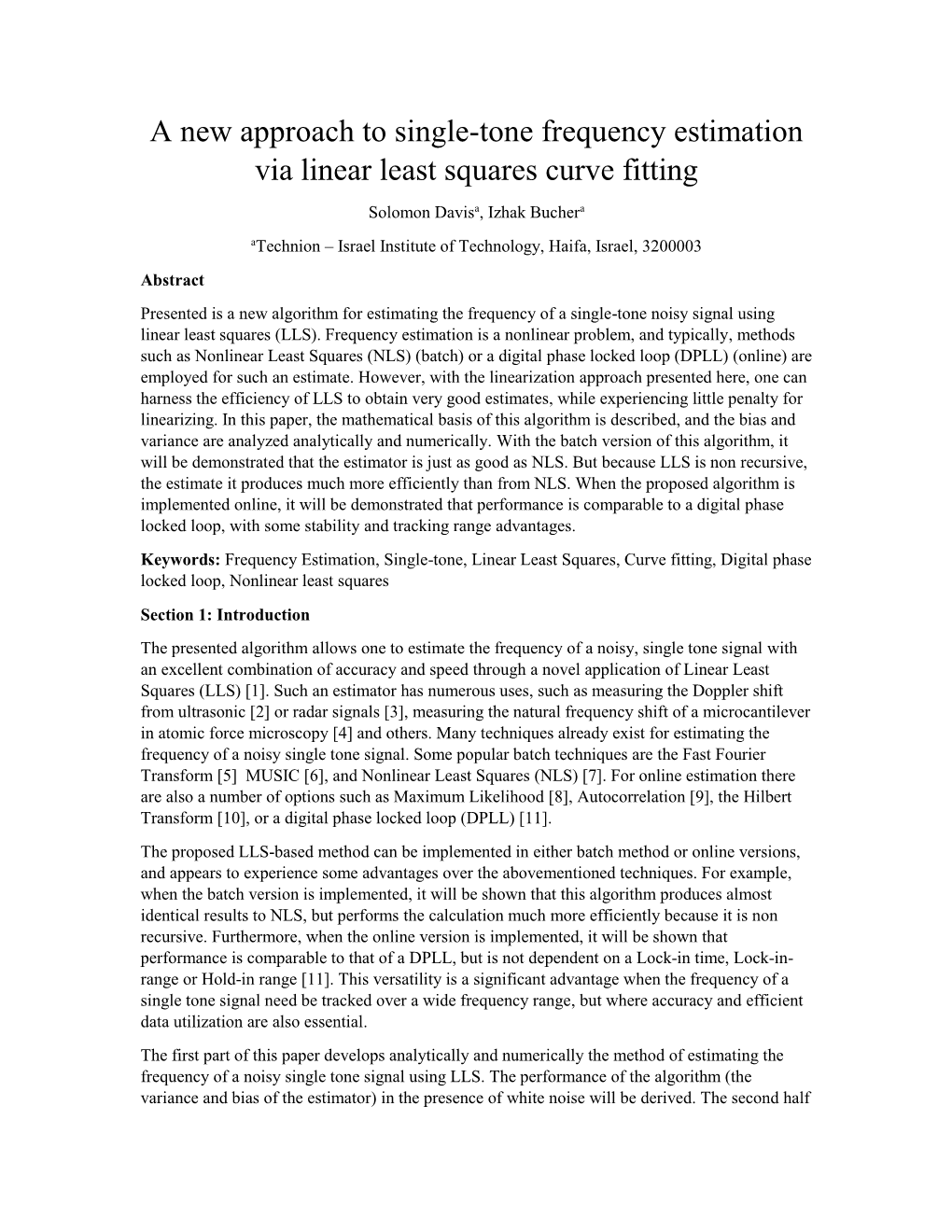 A New Approach to Single-Tone Frequency Estimation Via Linear Least Squares Curve Fitting