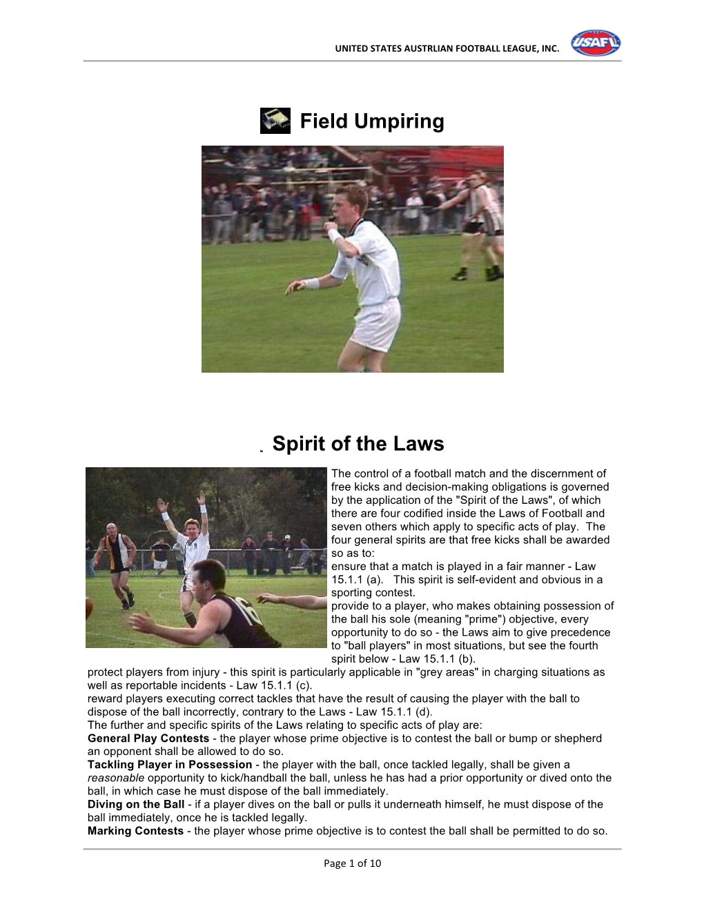 Field Umpiring Spirit of the Laws