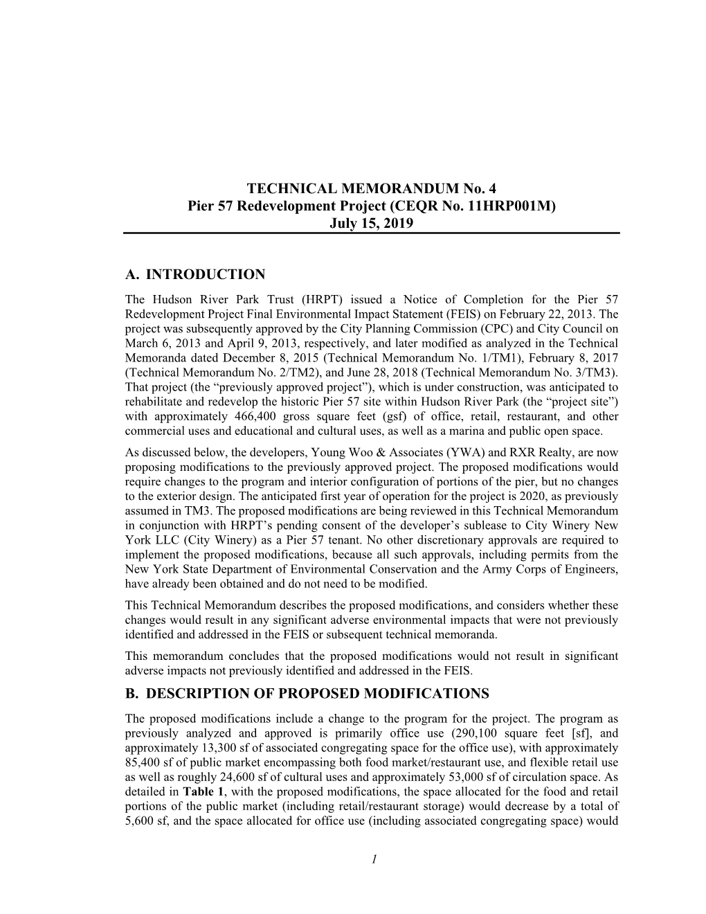 TECHNICAL MEMORANDUM No. 4 Pier 57 Redevelopment Project (CEQR No