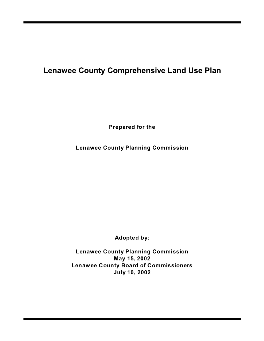 Lenawee County Comprehensive Land Use Plan