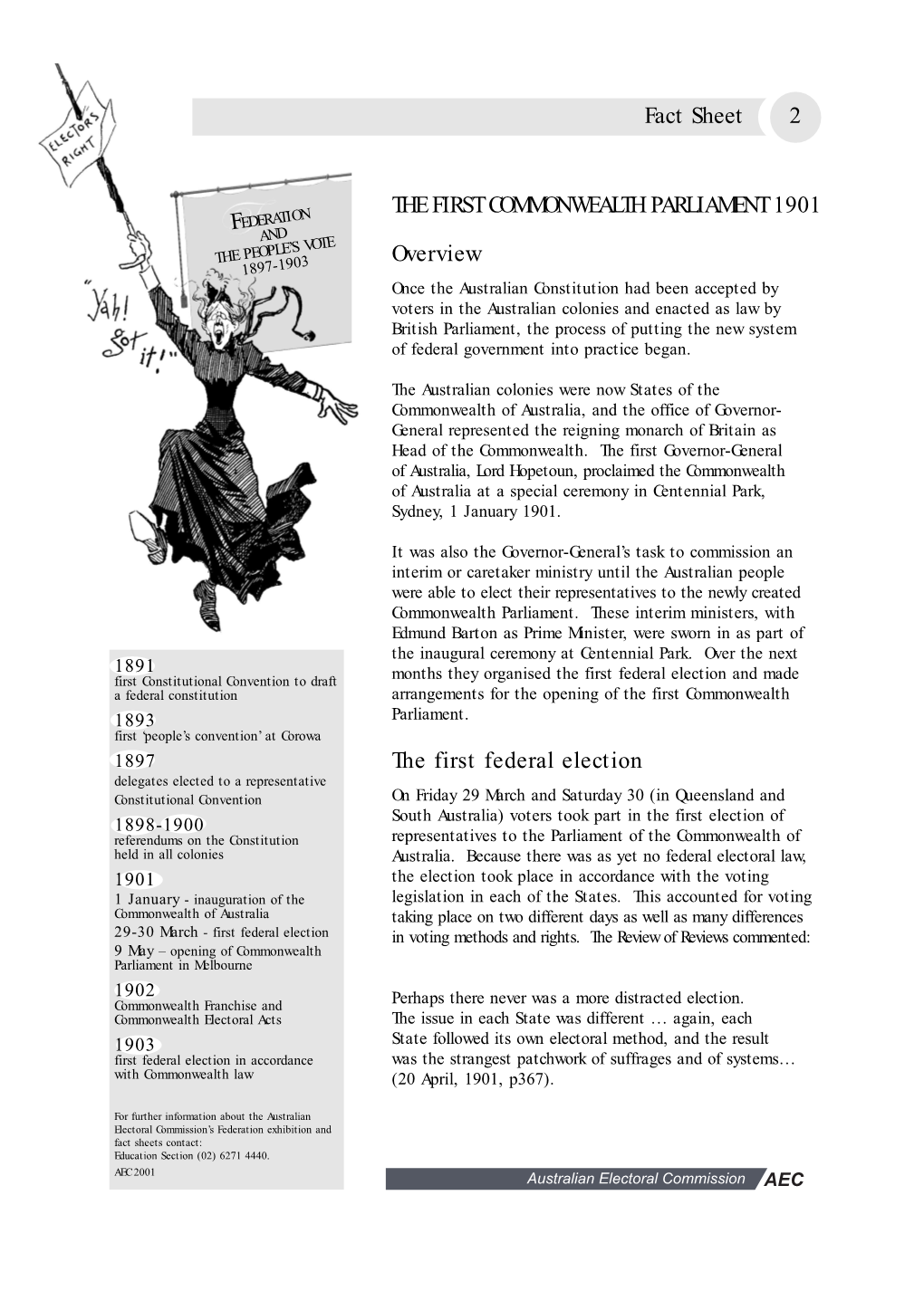 Fact Sheet 2 the FIRST COMMONWEALTH PARLIAMENT