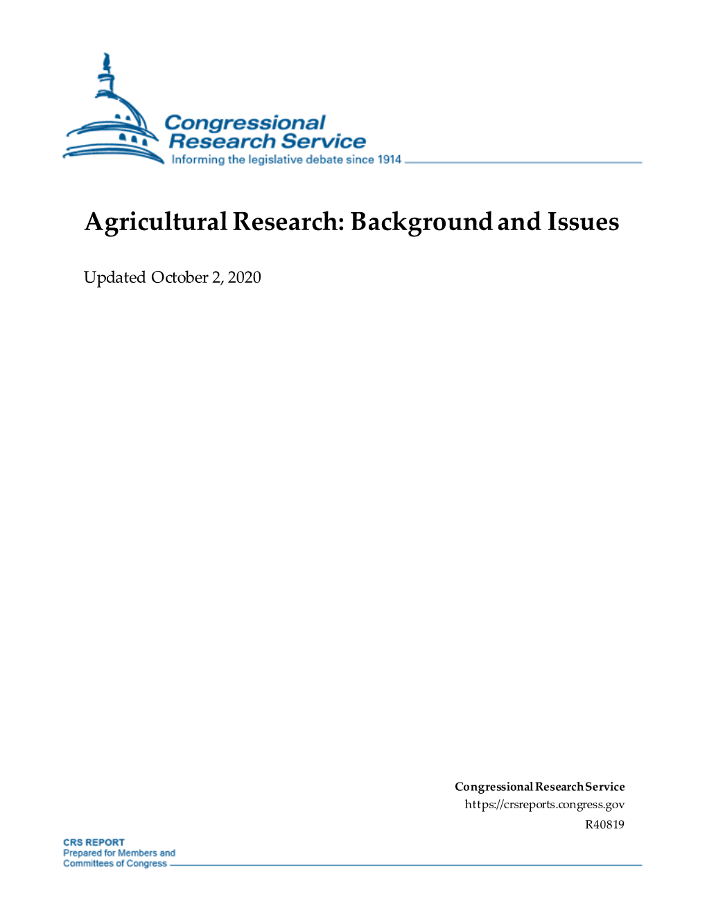 Agricultural Research: Background and Issues