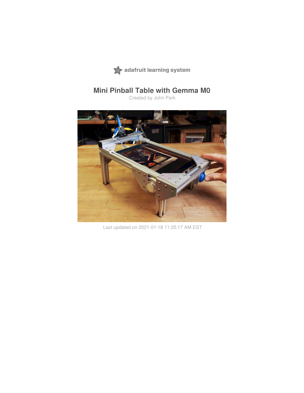 Mini Pinball Table with Gemma M0 Created by John Park