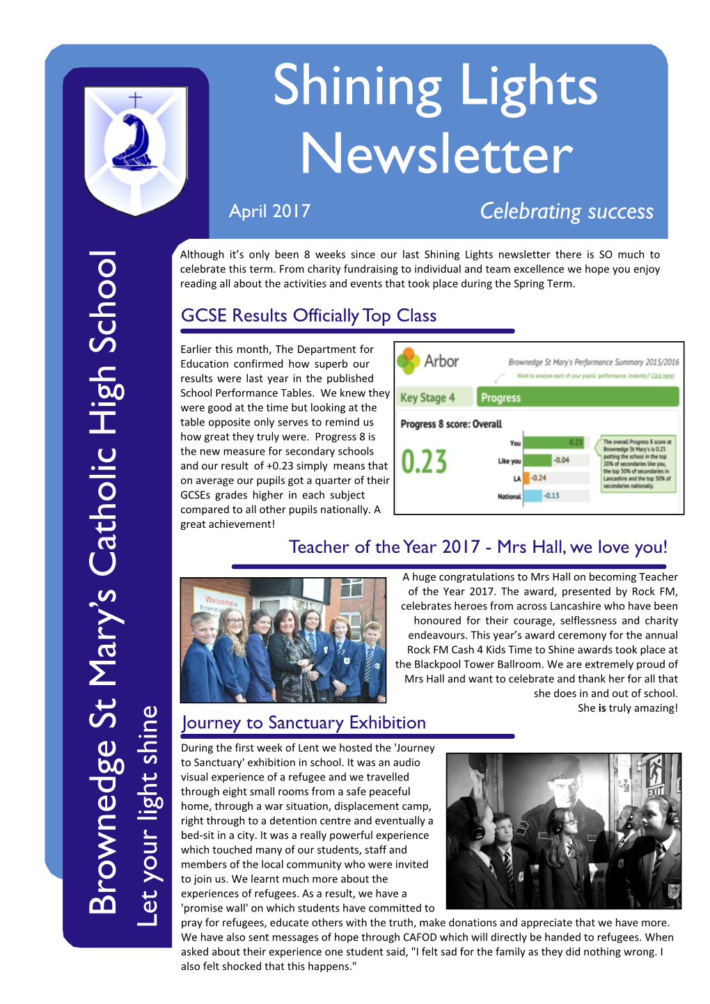 Shining Lights Newsletter April 2017 Celebrating Success