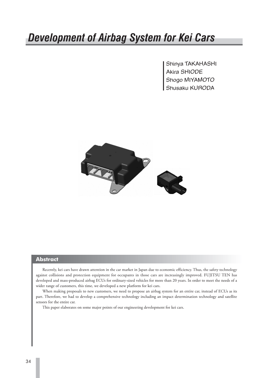 Development of Airbag System for Kei Cars