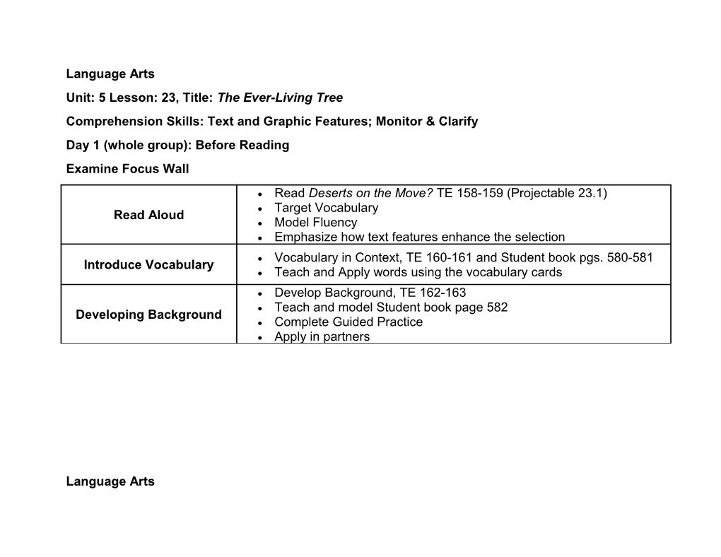 Unit: 5 Lesson: 23, Title: the Ever-Living Tree