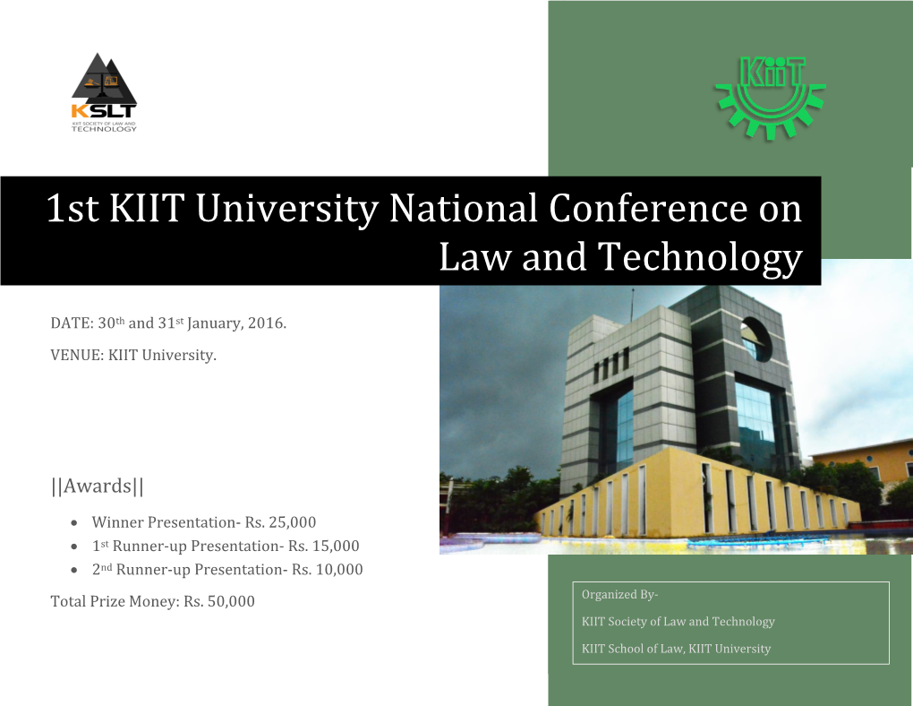 1St KIIT University National Conference On