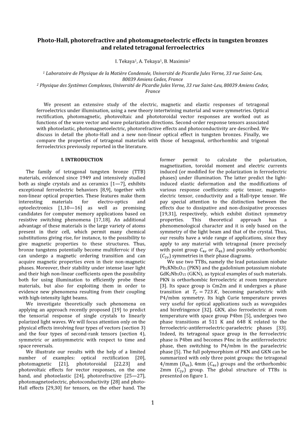 1 Photo-Hall, Photorefractive and Photomagnetoelectric Effects In