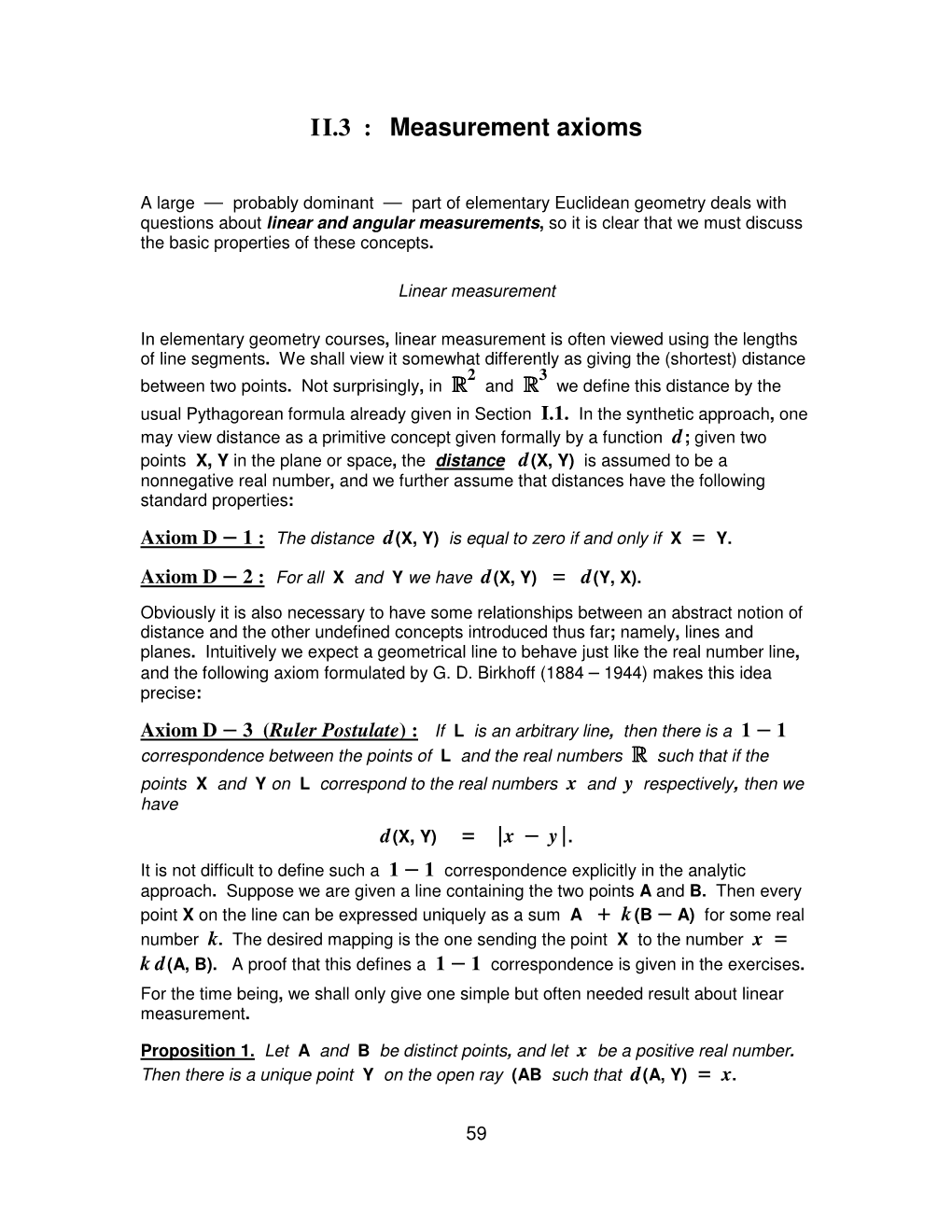 II.3 : Measurement Axioms